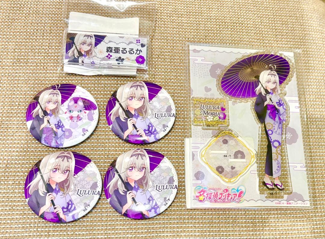 森亜るるか アクリルスタンド　缶バッジセット　名探偵プリキュア　極楽湯