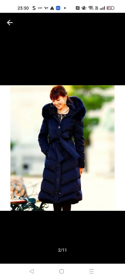 ルイルエブティック　ファー付きネイビーロングダウンジャケット