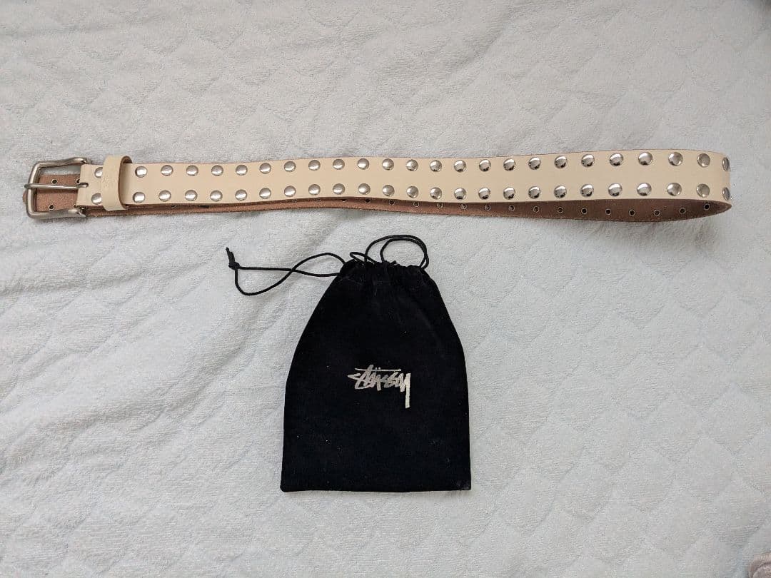 stussy 8 BALL STUDDED.BELT 白 ホワイト L/XL 2024 stussy 8 ball studded belt – change clothes