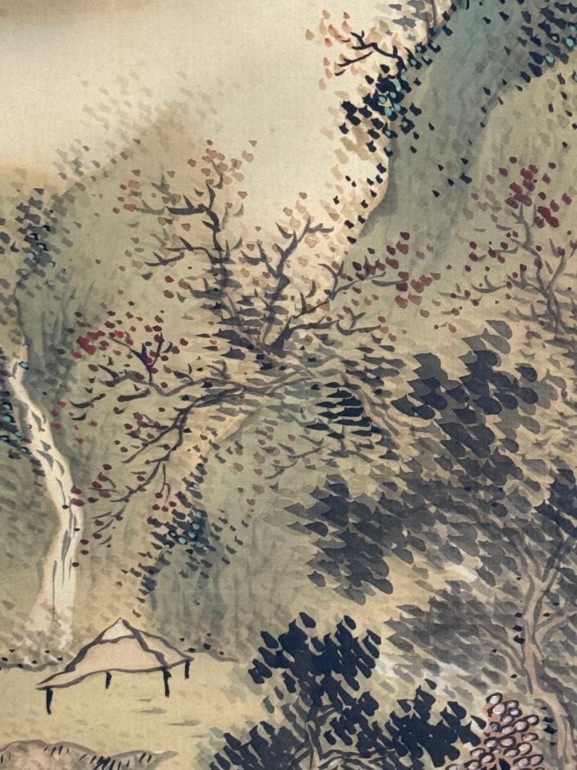 竹塘山人筆 絹本肉筆 青緑山水 共箱 掛軸 送料込み250902 - メルカリ