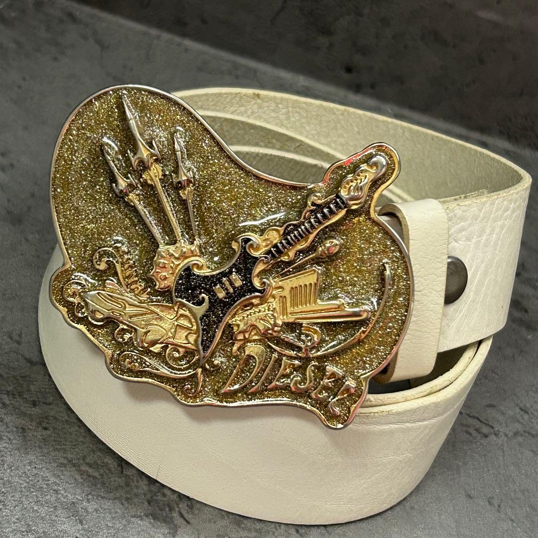 希少DISEL 本革 イタリア製 vintage GUITAR belt ベルト
