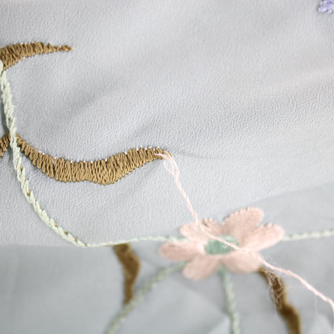 美品 フラメンコ衣装】グリーン マントン シージョ フレコ 刺繍 花柄