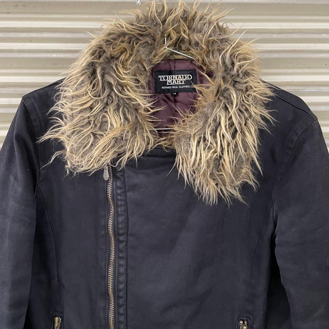 00s トルネードマート フェイクファー 中綿 ライダースジャケット y2k