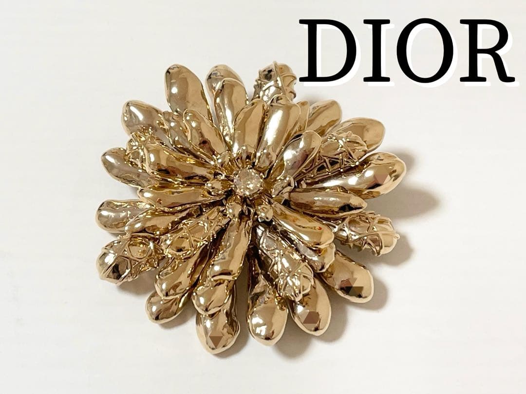 【希少！美品！】Christian Dior フラワー ブローチ ゴールド