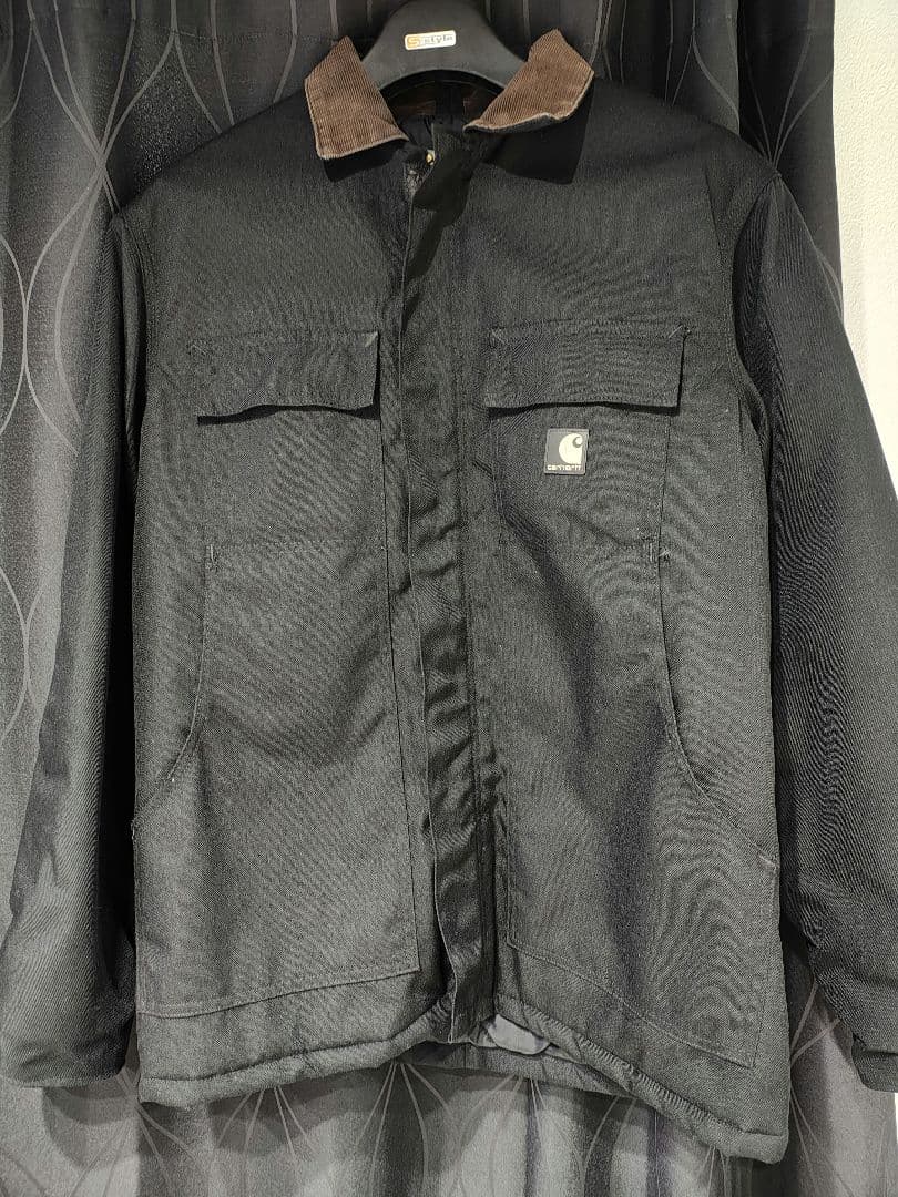 【美品】Carhartt トラディショナルジャケット 黒×茶コーデュロイ襟