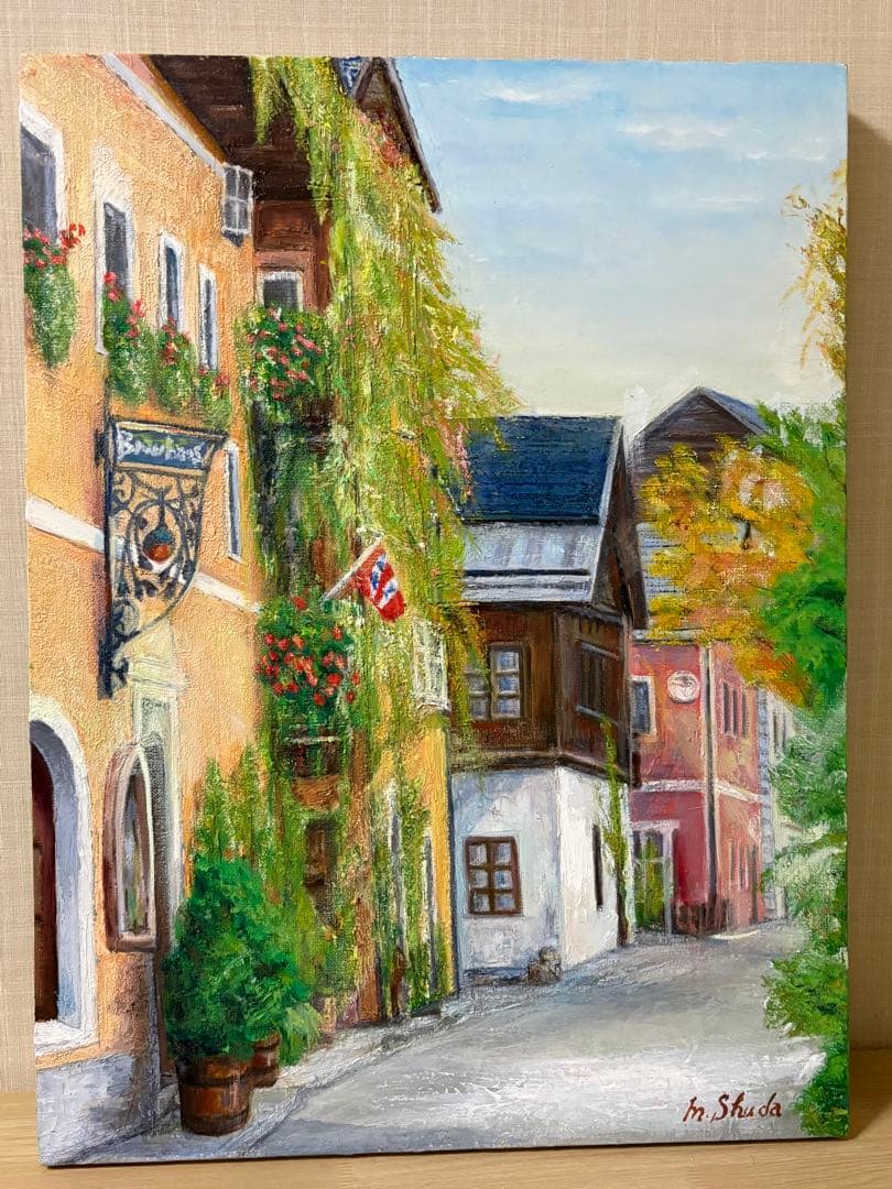 油彩原画『ハルシュタットの小路』m. Shuda P12キャンバス