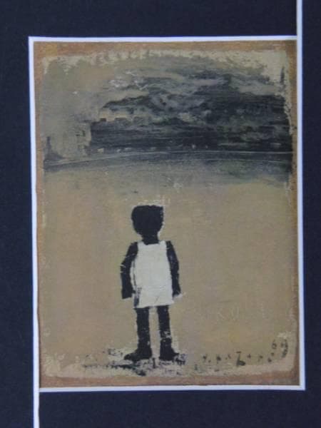 香月 康男 「汽車を見る泰樹」、希少な額装用画集より、美品、新品額装付