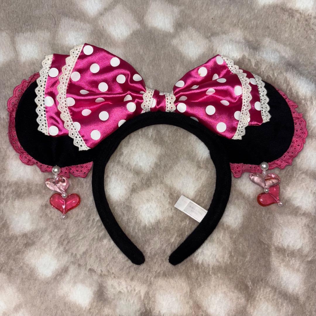 ミニーマウス耳カチューシャ（ピンク・水玉）