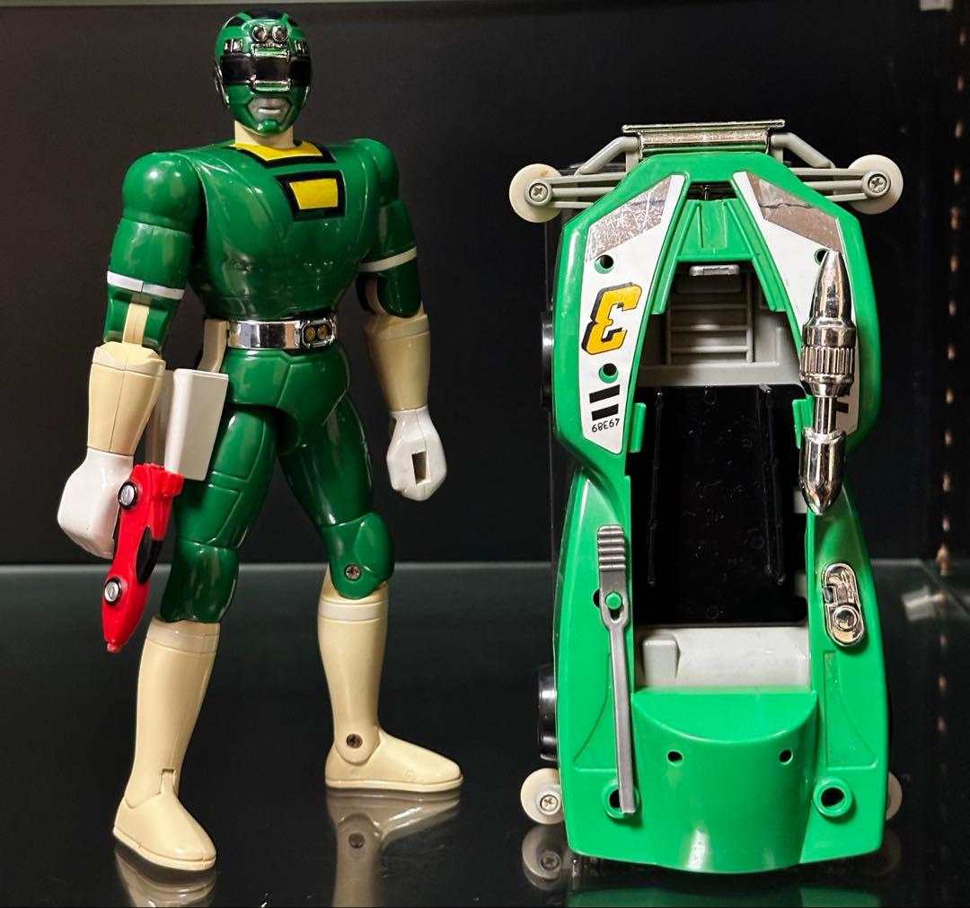 激レア】激走戦隊カーレンジャー グリーンレーサー フィギュアセット