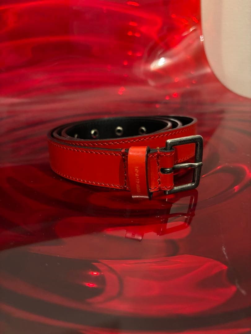 ディオールオム エディ 2006SS スカモッズ期 ハトメ細ベルト　80赤