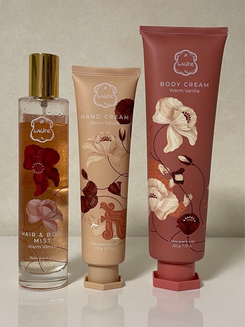 Laline ウォームバニラ ヘア＆ボディミスト+ハンドクリーム+ボディクリーム ウォームバニラ ヘア＆ボディミスト｜Laline他、5商品を使った口コミ