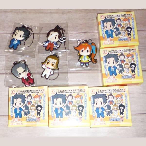 逆転裁判5 ラバーストラップコレクション　5種　成歩堂　御剣　心音　王泥喜　番