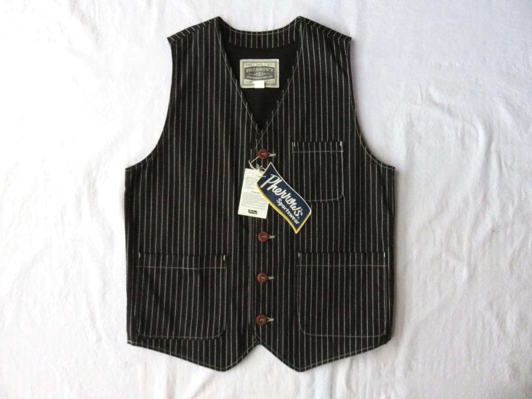 フェローズ PV1-W ブラックウォバッシュ 42 ワークベスト 日本製