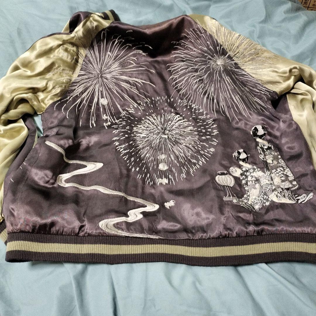 花旅楽団 リバーシブルスカジャン 花火と舞妓 豪華な刺繍 SizeXL