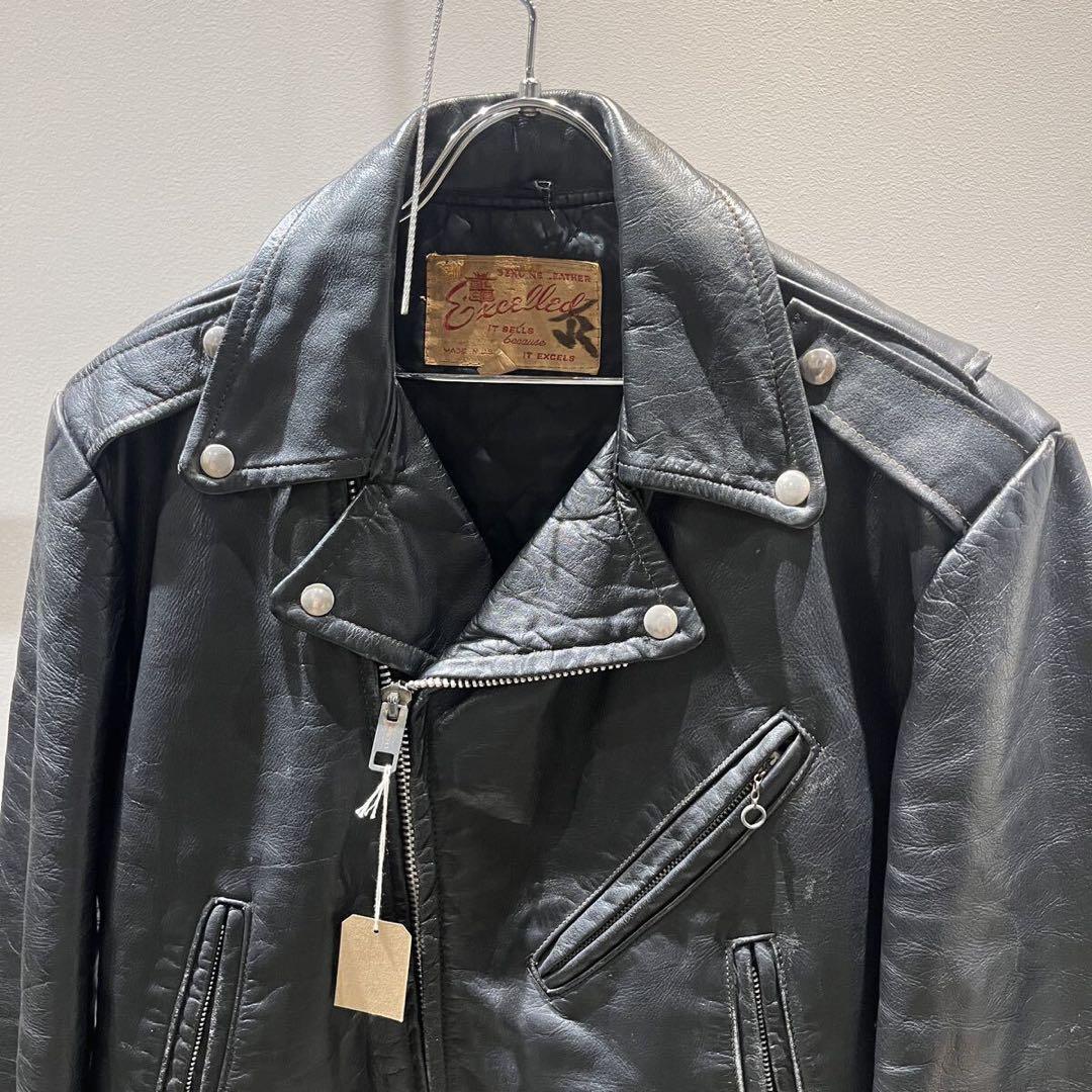 50〜60s レザーライダースジャケット ダブル USA製 SERVALジップ