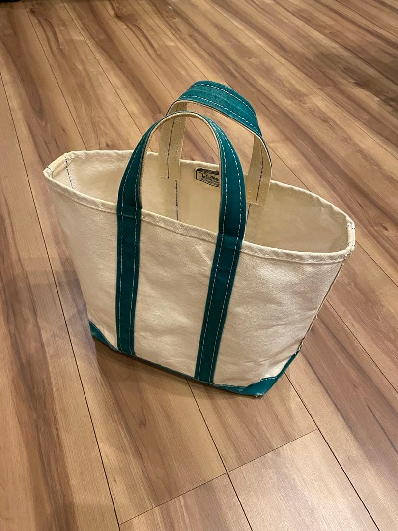 80s エルエルビーン　トートバッグ　2色タグ　グリーン　M 襤褸