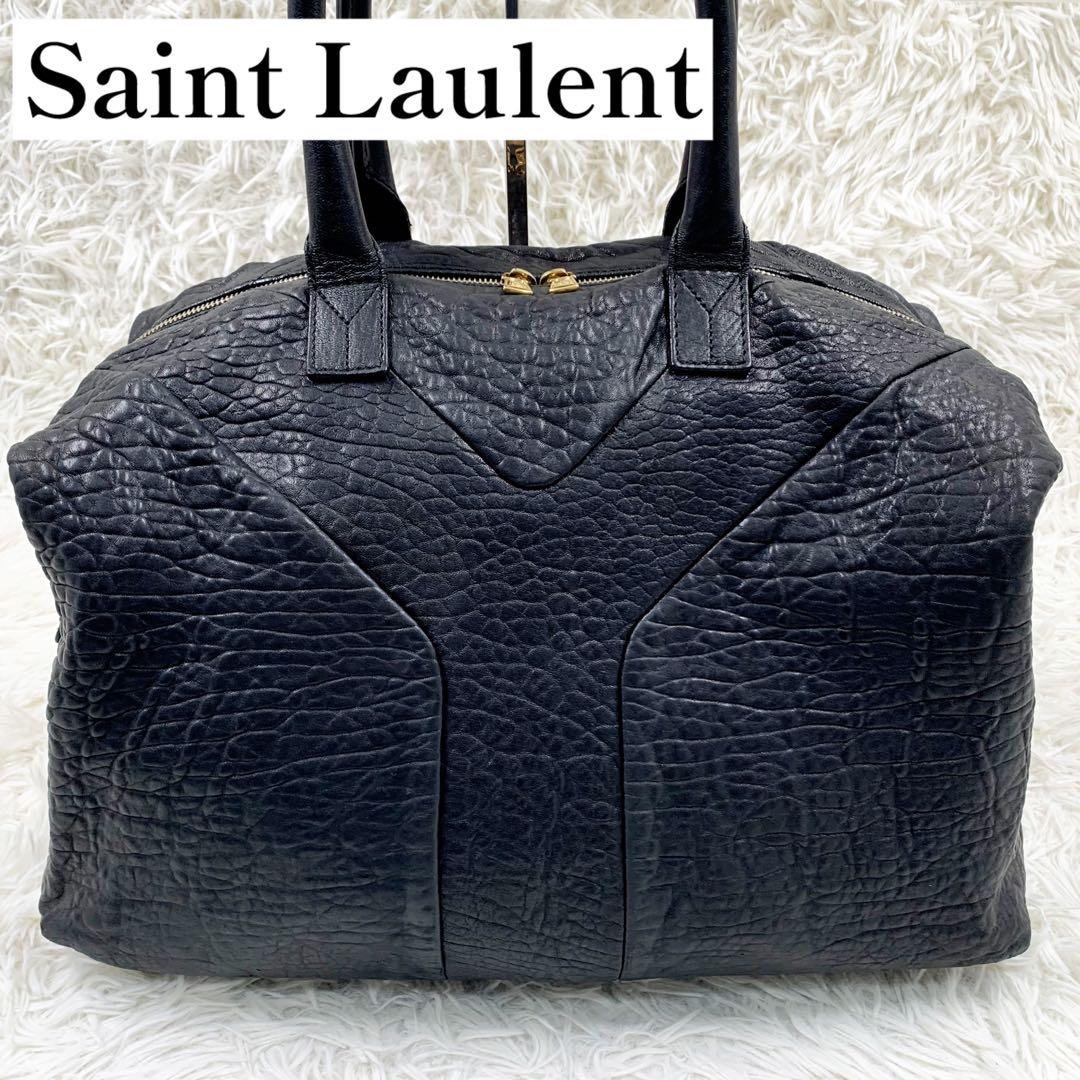 【✨希少✨】サンローラン ボストンバッグ クロコ型押し レザー ブラック