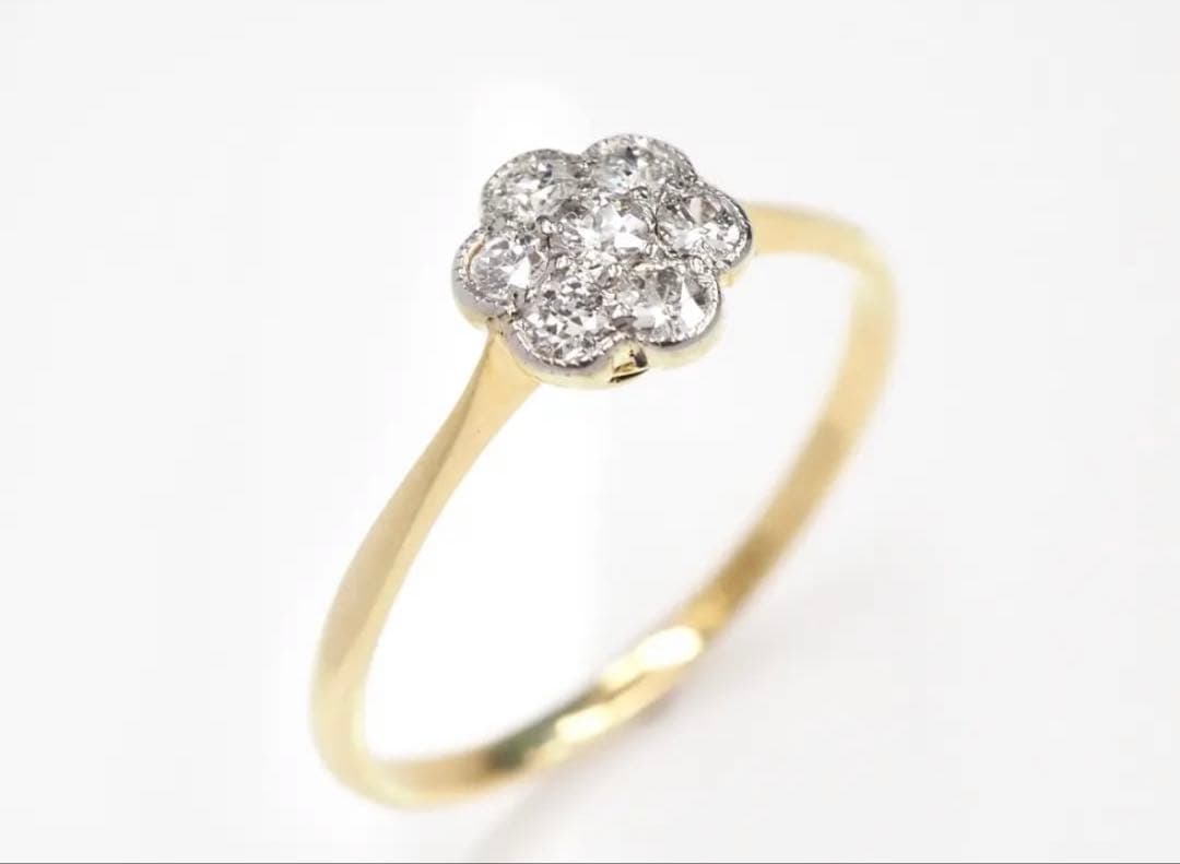 レ*ス様 【定価10万】花形ダイヤモンドリング クラスターリング　18K