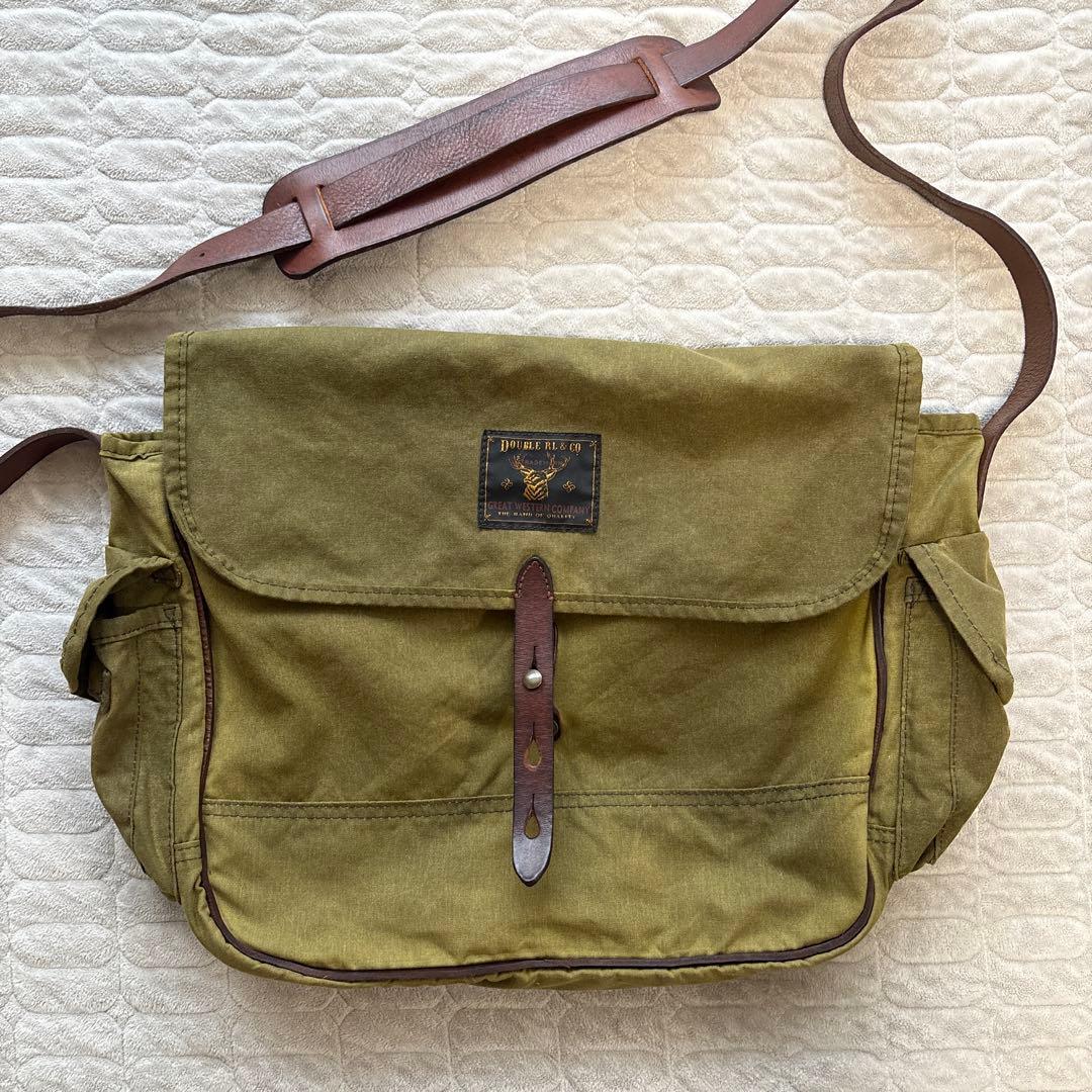 ★DIUBLE RL レザートリム オイルクロス メッセンジャーバッグ