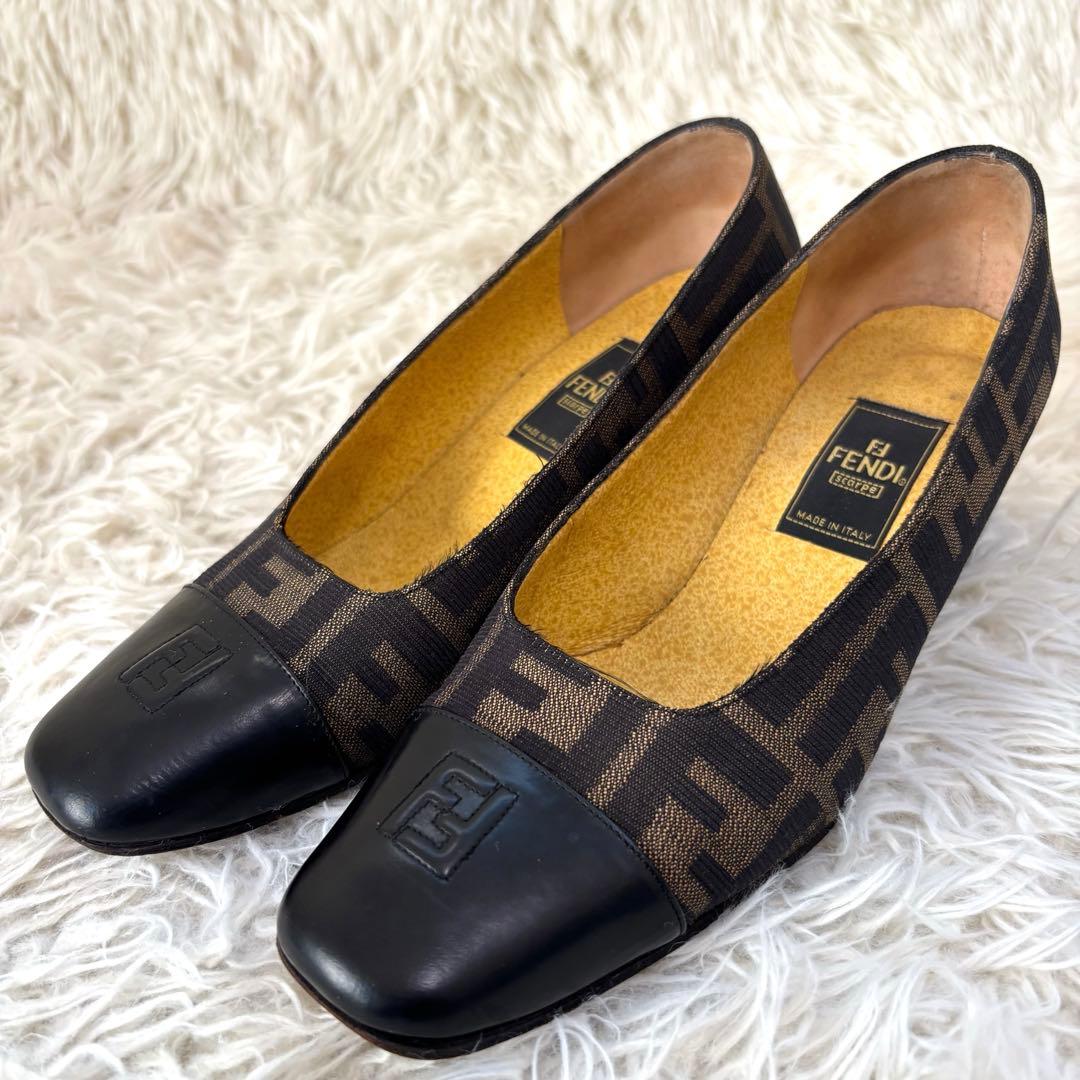 ✨フェンディ　ズッカ柄　チャンキーヒール パンプス　ローファー 23