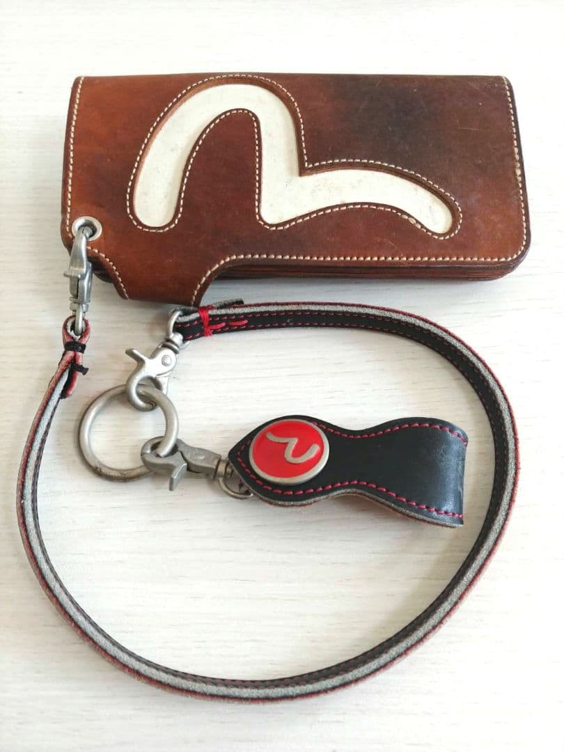 【入手困難】希少 EVISU エヴィス 長財布 ビックカモメ 赤茶　スターボタン