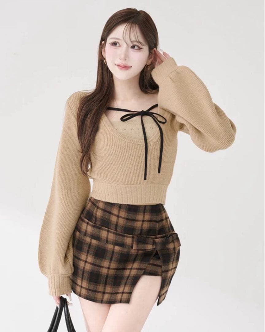 darich アシメレイヤードニットトップス　ベージュ　　　　ダーリッチ