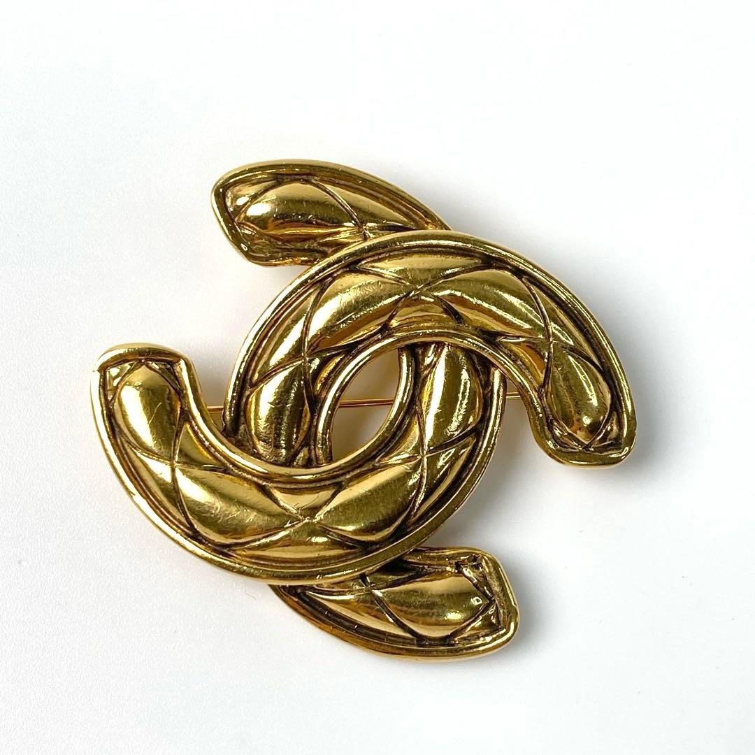 シャネル CHANEL ココマーク マトラッセ ゴールド ブローチ