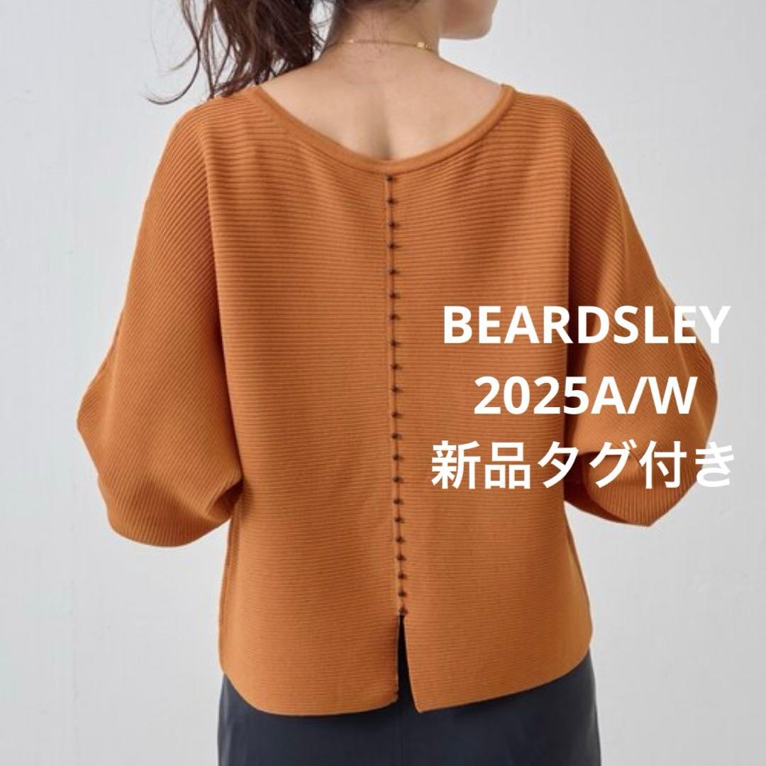 新品タグ付き　ビアズリー BEARDSLEY 後ろパールニット　キャメル