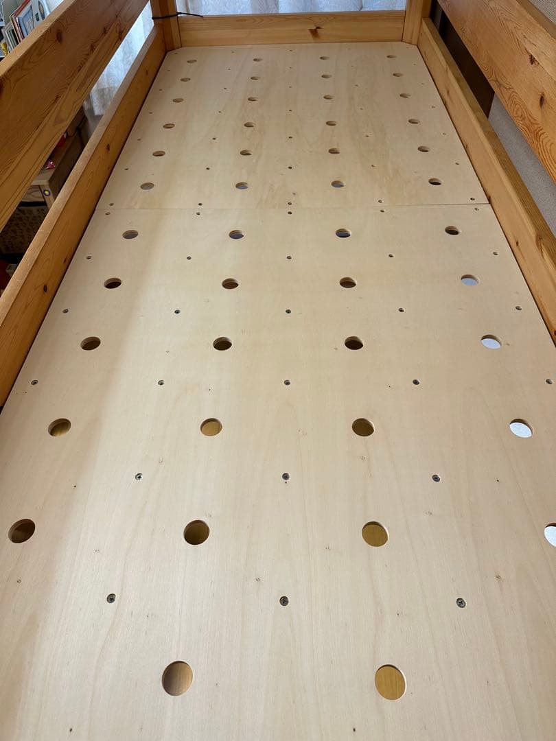 栃木県 無印良品 パイン材 ミドルベット 木製ロフトベッド 階段付
