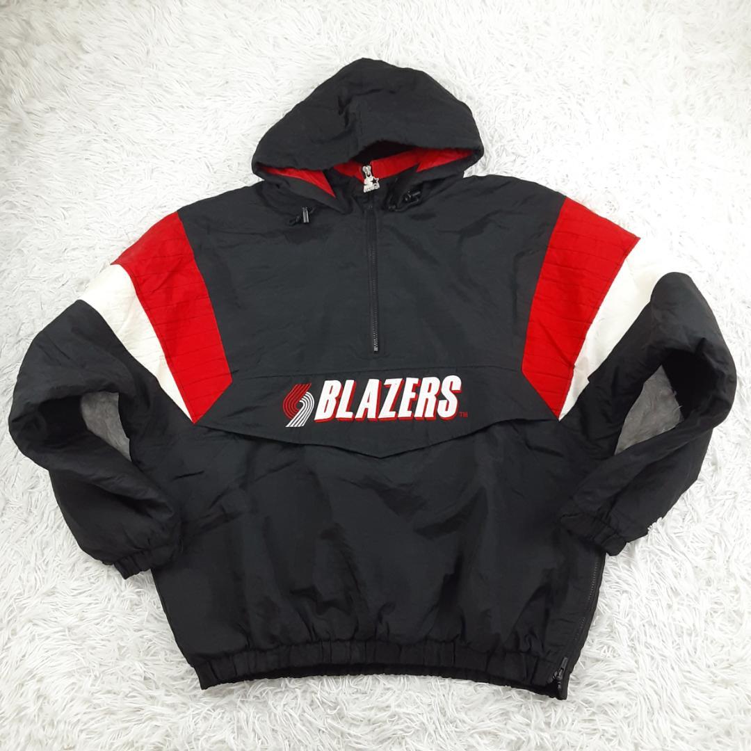 美品◎スターター ハーフジップジャケット ブラック 黒 レッド 赤 ポートランド RG レトロフードトラックジャケット (ブラック/レッド) - QT8 GARMENTS