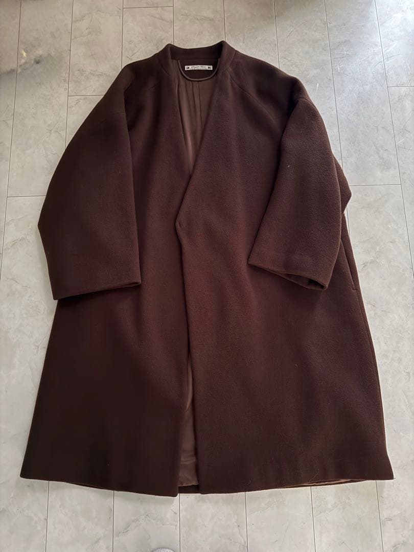 サスクワッチファブリックス ブラウン ロングコート コクーンシルエット