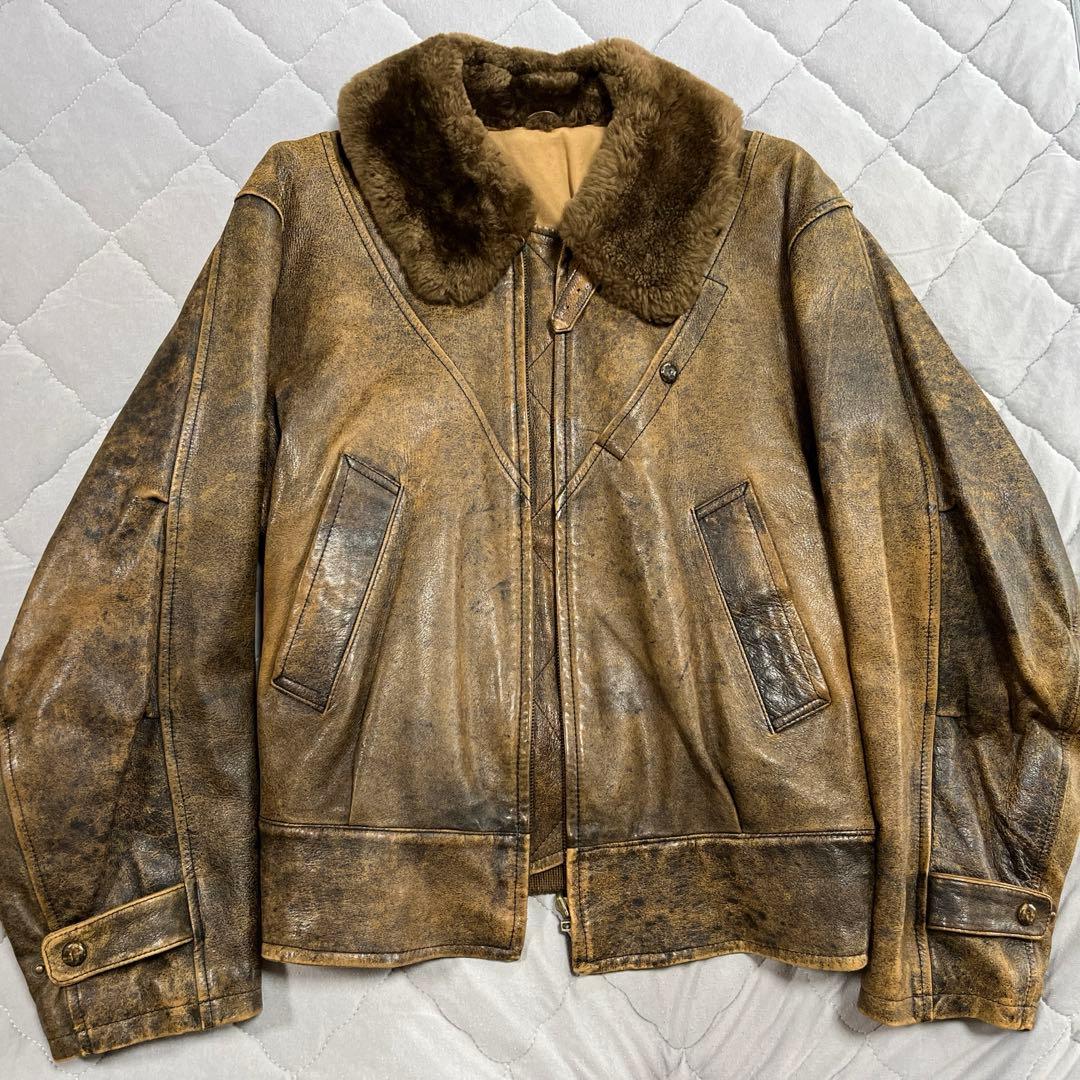 MEN’S BI GI 皮ジャンストーンウォッシュ