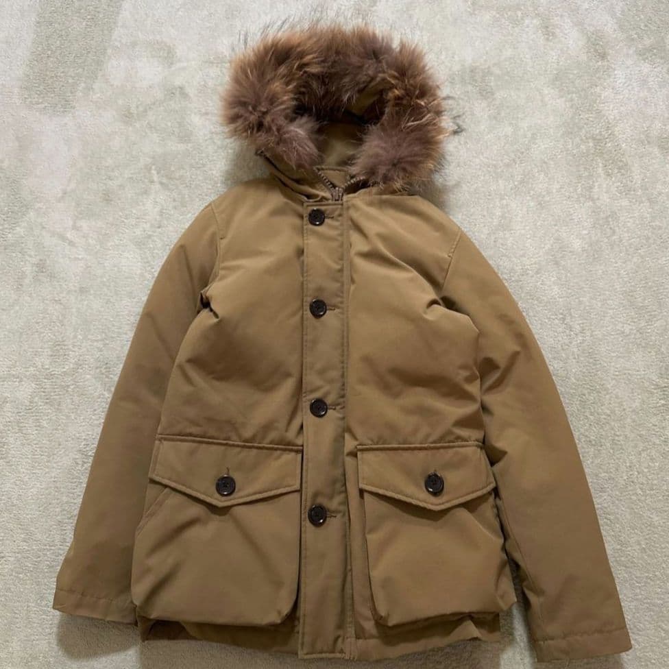 【訳あり】ダントン ダウンジャケット カラシ色 ラクーンファー 34