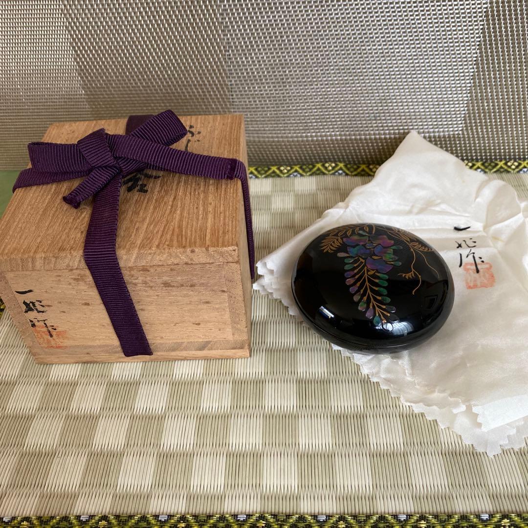 輪島塗　一后一兆　香合　ふじ　螺鈿