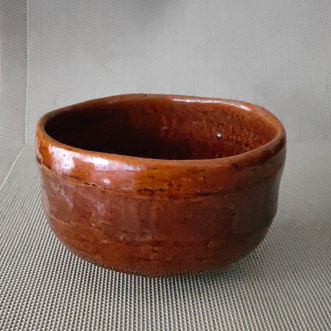 大樋焼　飴釉　茶碗 高級茶道具】石川県 九代 大樋長左衛門作 飴釉 茶碗 大樋焼 飴楽