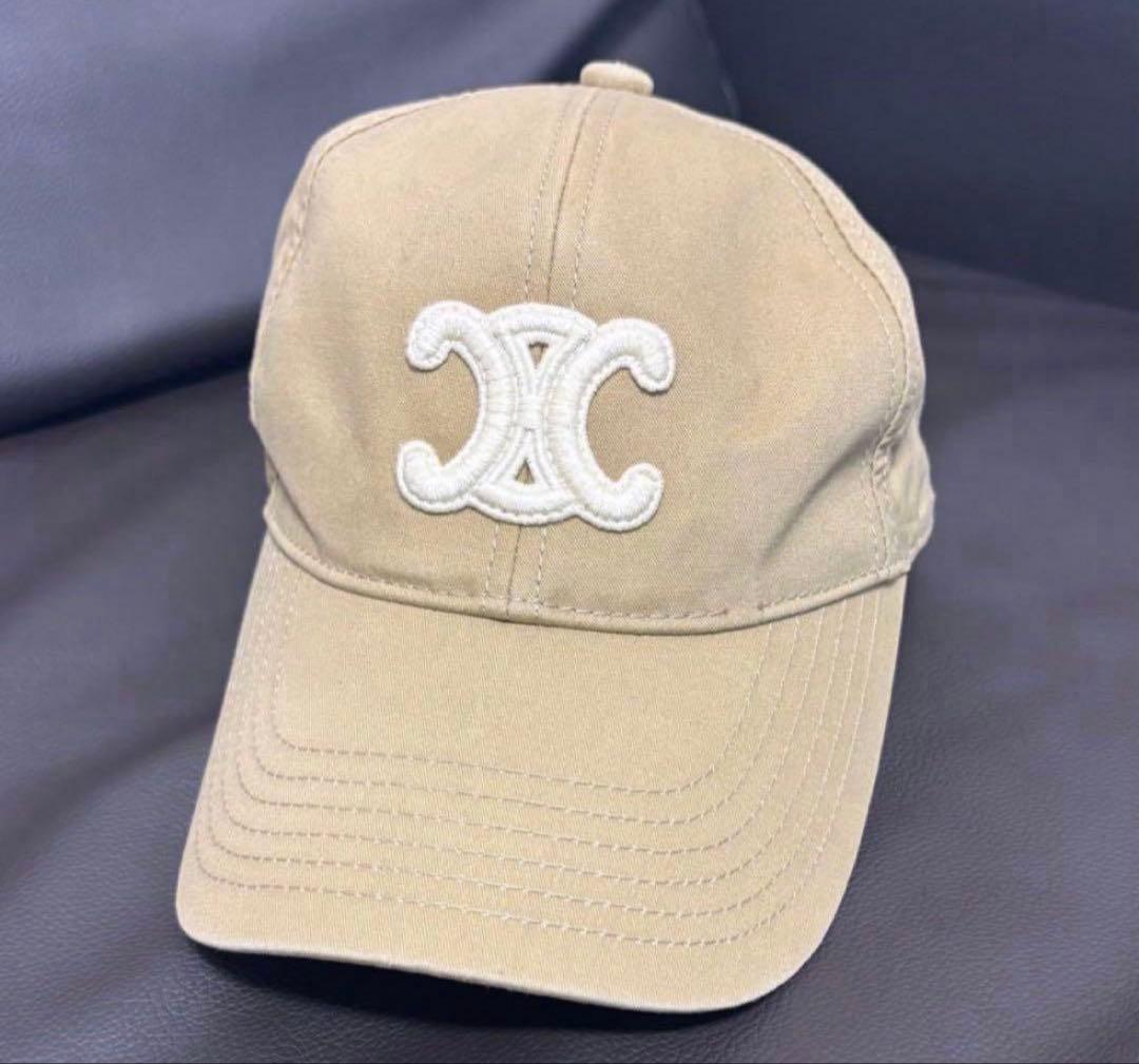 CELINE キャップ CELINE（セリーヌ)トリオンフ M コットン カーキ