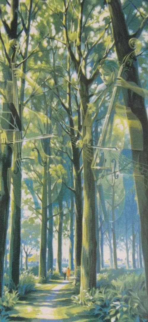 笹倉鉄平、【並木道】、希少な額装用画集より、状態良好、新品額装付