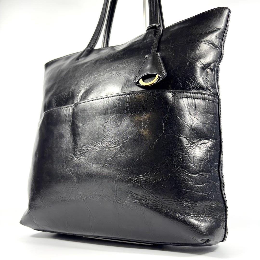 ✨美品✨アニアリ トートバッグ A4可 肩掛け キーリング カモフラ 本革 黒