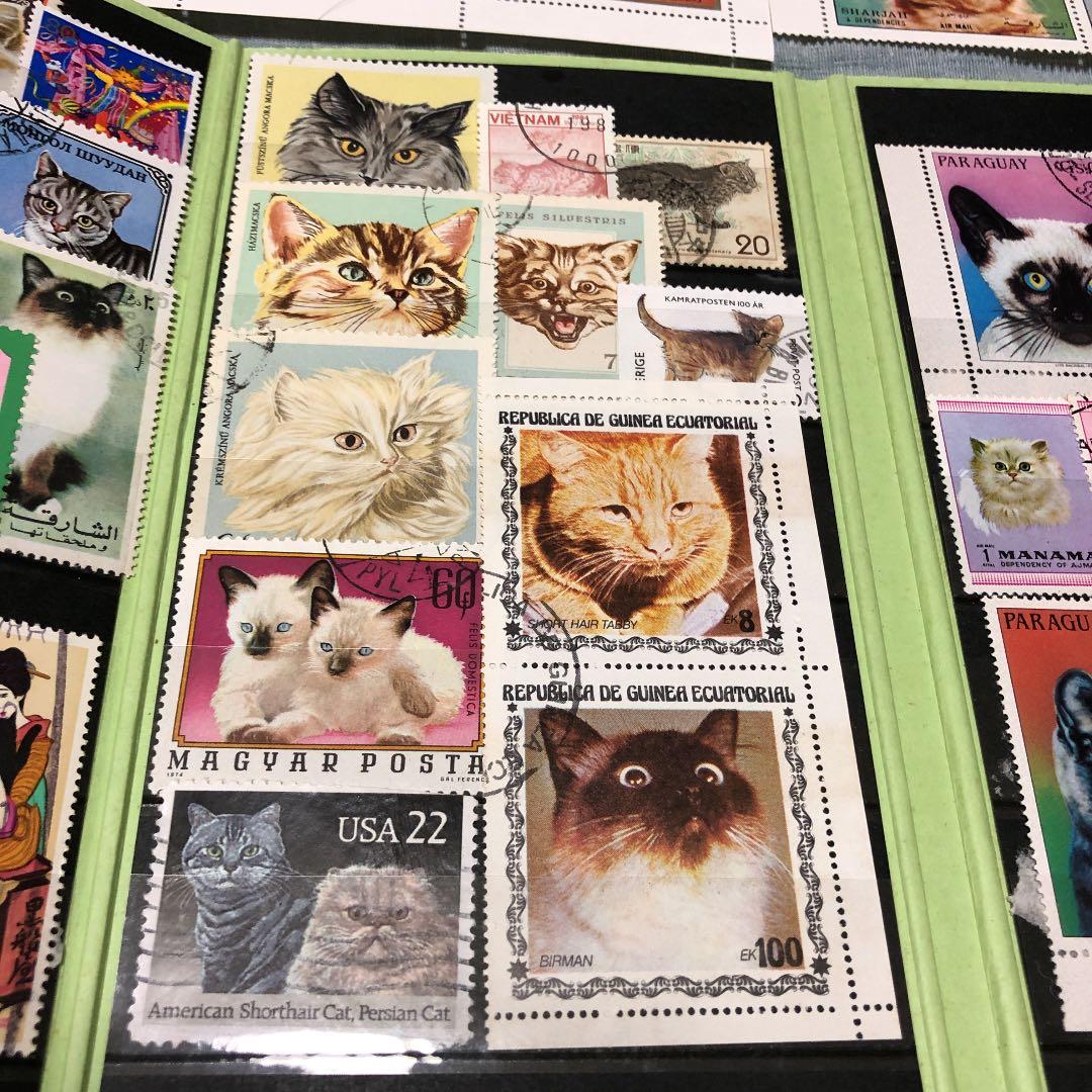 猫切手コレクション58種！ストックブック収納と小型シート 更に初日
