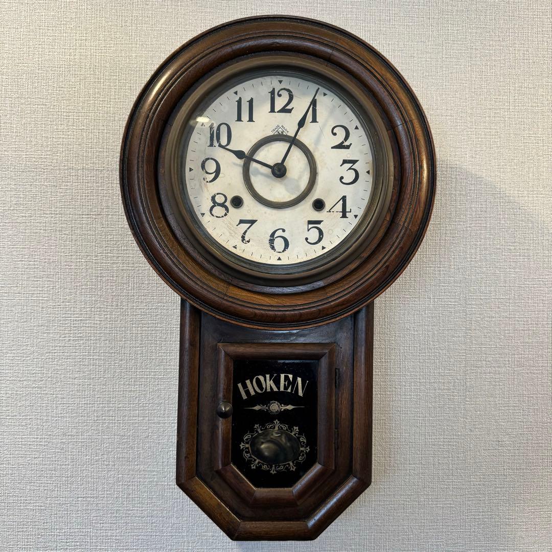 完動・美品〉昭和初期レトロ HOKENゼンマイ振り子時計 - メルカリ