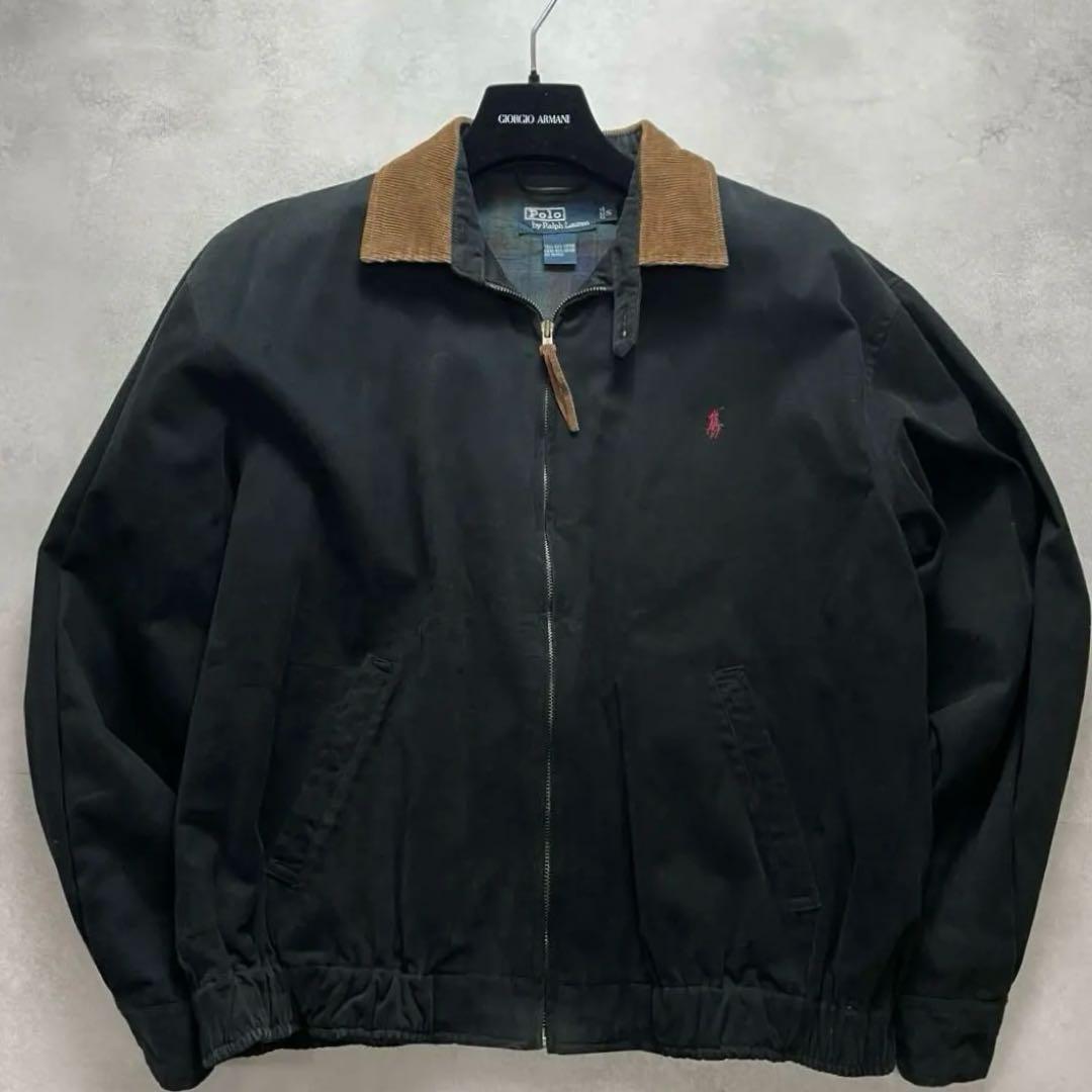 希少 90s ポロラルフローレン スイングトップ モールスキン コーデュロイ 黒