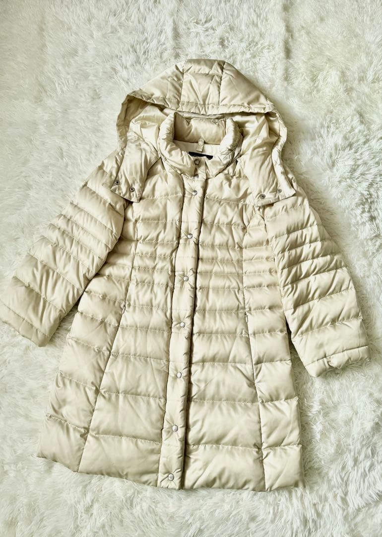 美品　レリアン　ダウンコート　ダウン90% フード付き　白　日本製