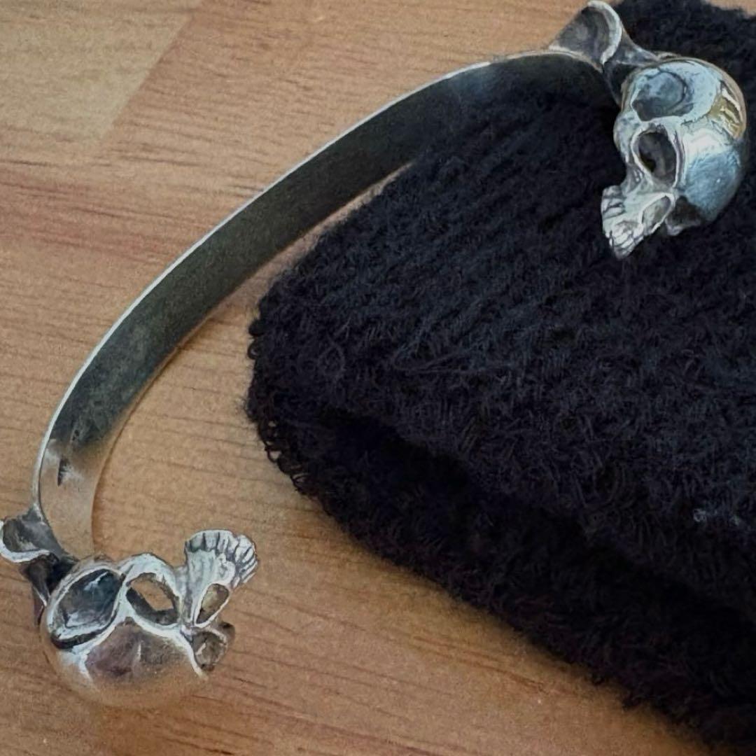 アクセサリー CRAZY PIG DESIGN TWO SKULLS BANGLE
