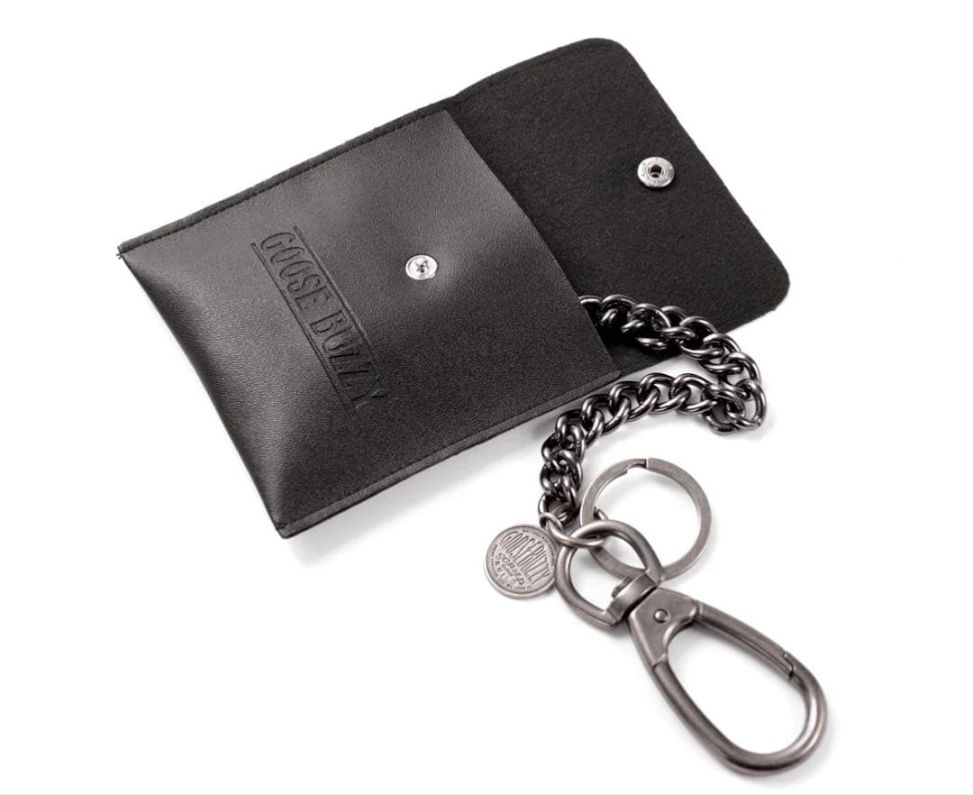  BUZZY ブラックレザーキーホルダー