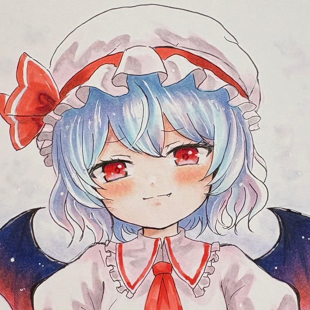 レ*ラ様 東方project レミリア・スカーレット 手書きイラスト 色紙