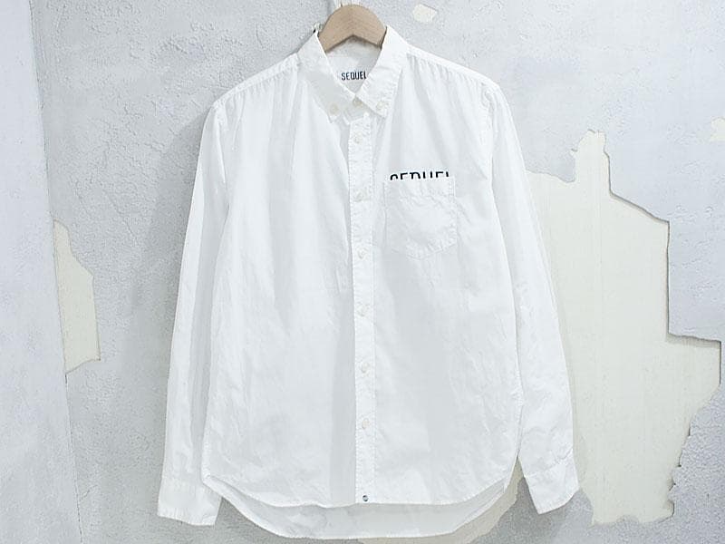 美品 SEQUEL B.D. SHIRT ボタンダウン シャツ プリント M
