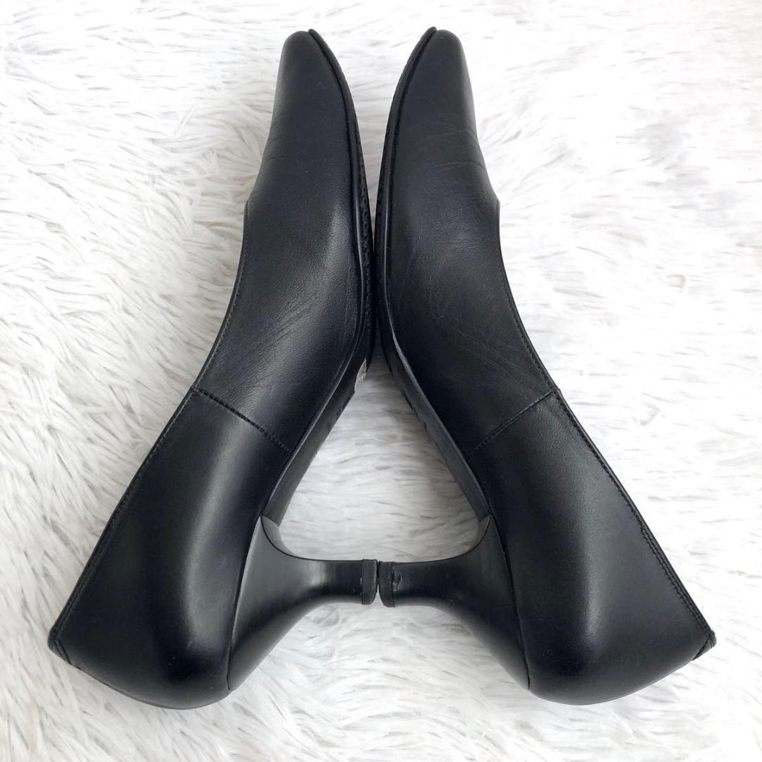 パンプス 23 黒 wacoal ワコール サクセスウォーク 本革 レザー 2E