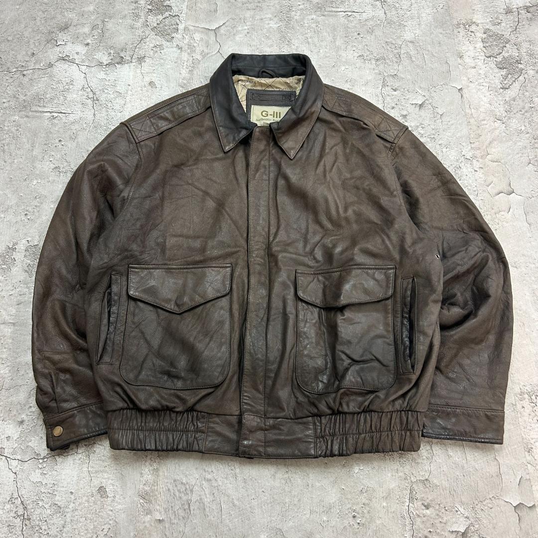 ロ*ク様 G-III 　レザージャケット　A-2　古着　ブラウン　茶色　L