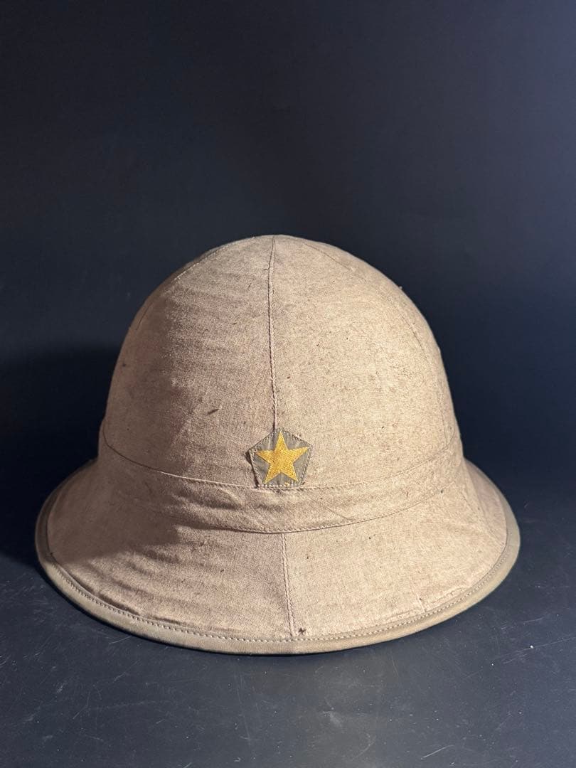 珍品 麦藁 日本軍 南方用布被麦藁帽子　日華納 昭和19年 廣支 星 美品