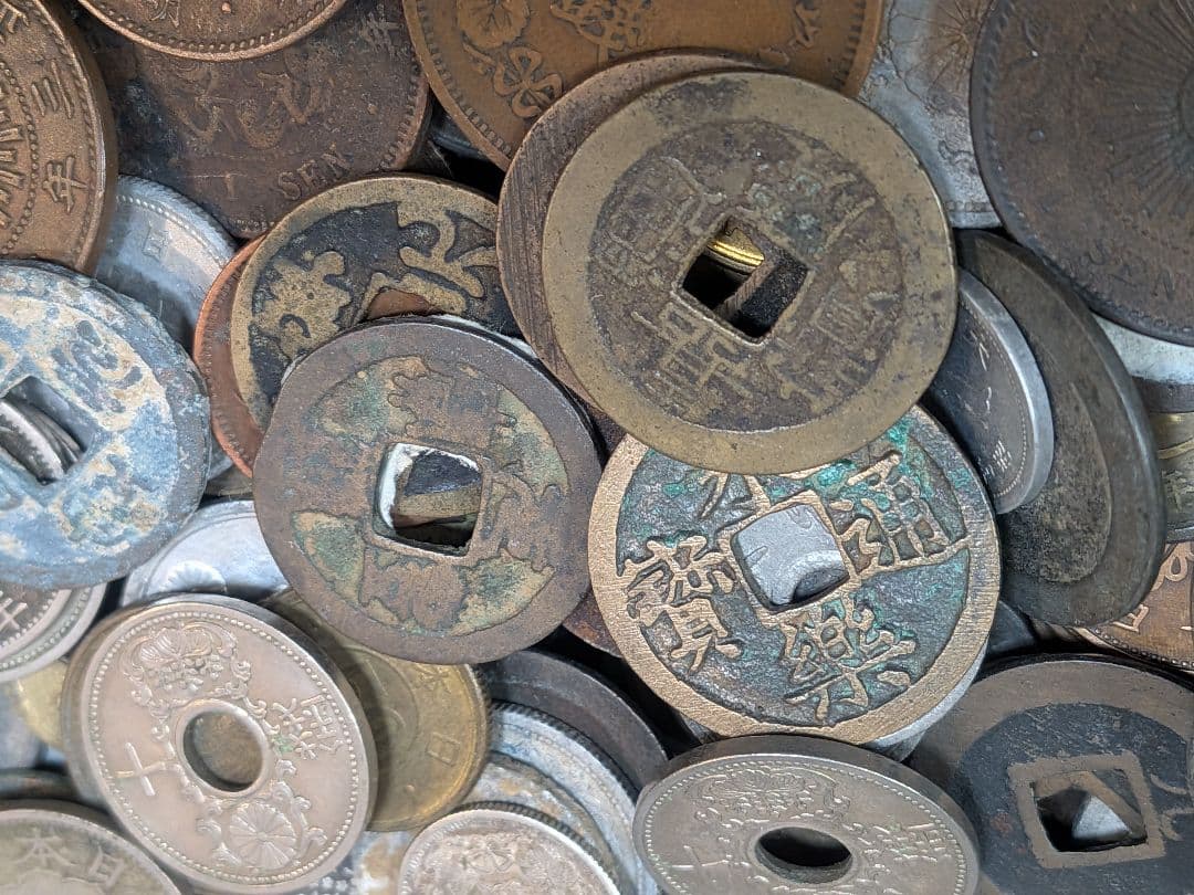 【古銭・旧紙幣・大量】天保通宝、寛永通宝、永楽通宝、銀貨・銅貨など 3.5kg